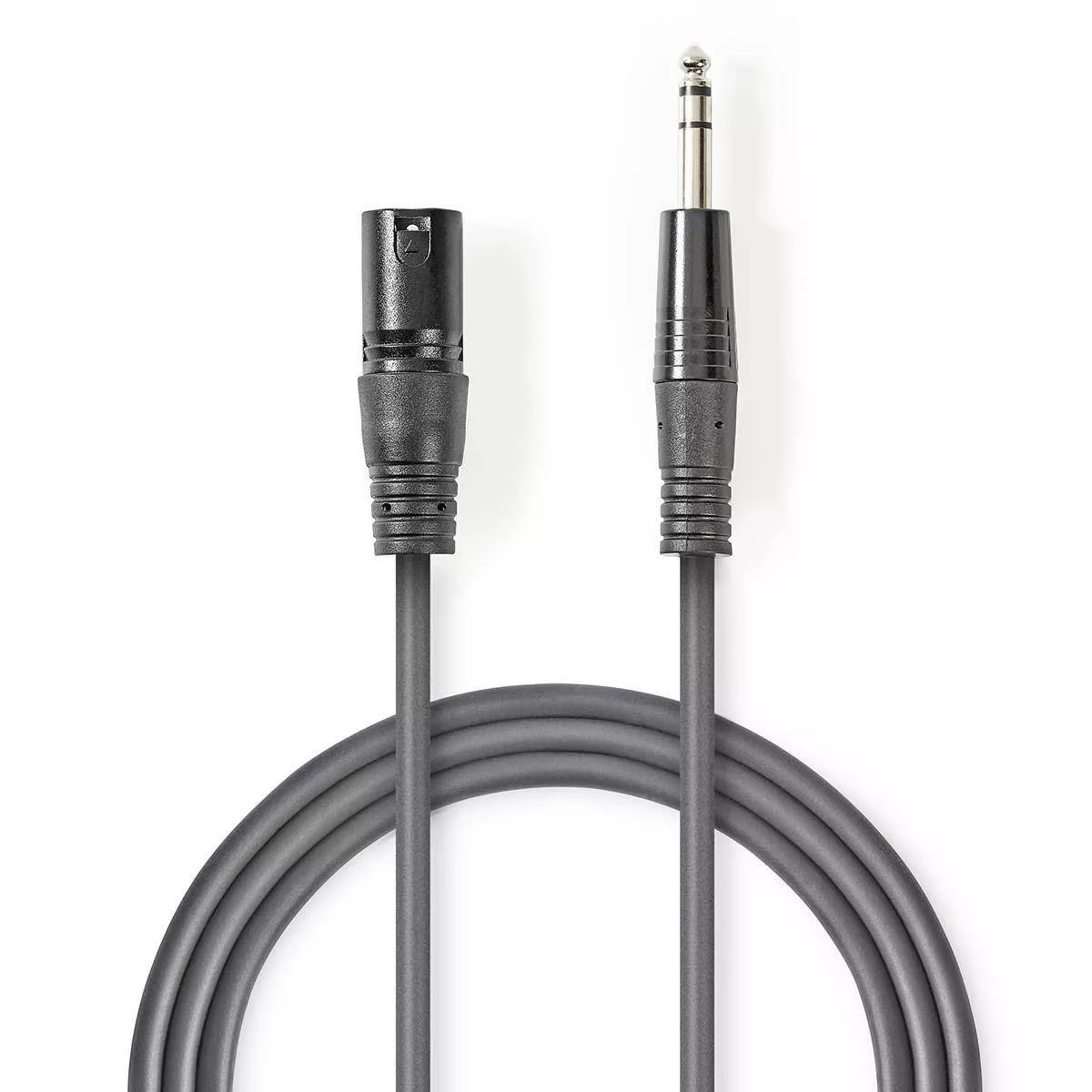 Cabluri XLR - Cablu stereo XLR 3 pini tata - JACK 6.5 mm tata 3m gri Nedis – IoElectronice.ro