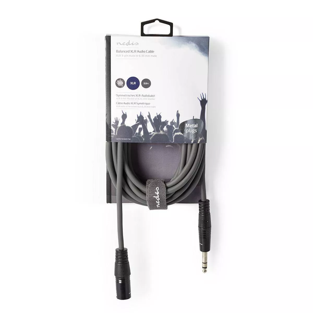 Cablu stereo XLR 3 pini tata - JACK 6.5 mm tata 5m gri Nedis conexiune XLR ⇔ 6.3 mm [2]