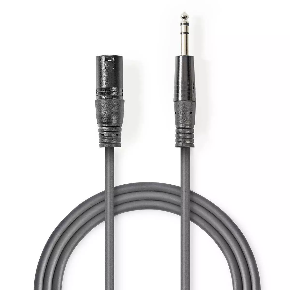 Cabluri XLR - Cablu stereo XLR 3 pini tata - JACK 6.5 mm tata 5m gri Nedis – IoElectronice.ro