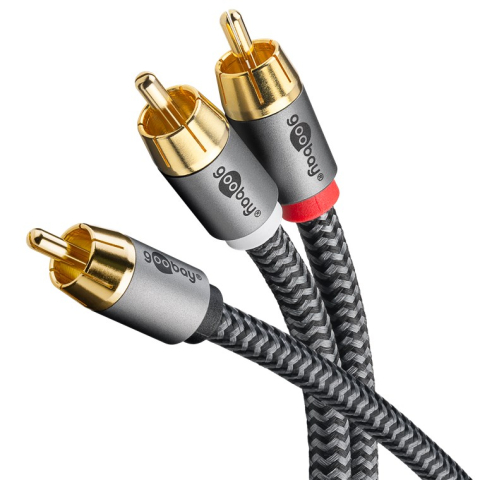 Cabluri RCA - Cablu subwoofer RCA Y 2m 2x RCA tata negru Goobay Plus 65300