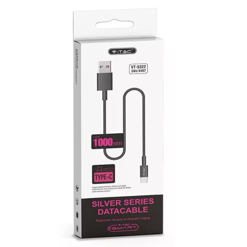 Cablu USB Type C 1m V-TAC negru pentru încărcare și transfer date rapide [4]