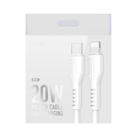 Cablu Type C - iPhone Lightning 1m 3A 20W alb Dux Ducis, conector USB Type C tata, rotund, 3000 mAh [1]