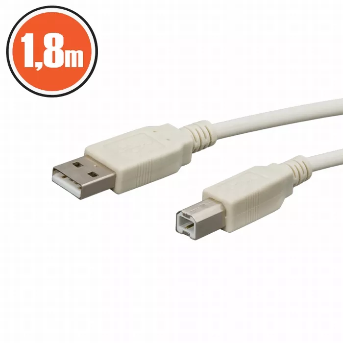 Cabluri USB - Cablu USB 2.0 tata A la tata B 1.8m alb, conectori USB A și B, brand OEM, garanție 24 luni persoane fizice.