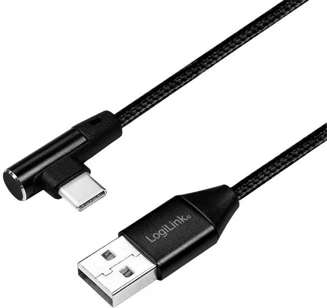 Telefoane-tablete - Cablu USB 2.0 A mufa - USB Type C mufa în unghi 1m negru LOGILINK CU0138 – IoElectronice.ro