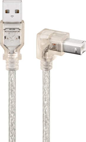 Conectica - Cablu USB 2.0 A tata la B tata 90 grade 0.5m transparent 93575