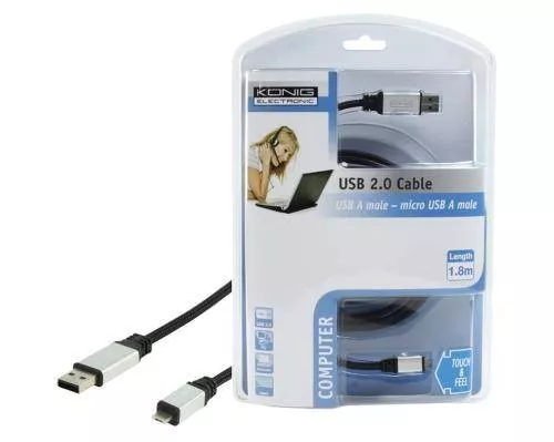 Cablu USB 2.0 A tata - Micro USB A tata 1.8m Konig, 24 luni garanție, compatibilitate universală [1]