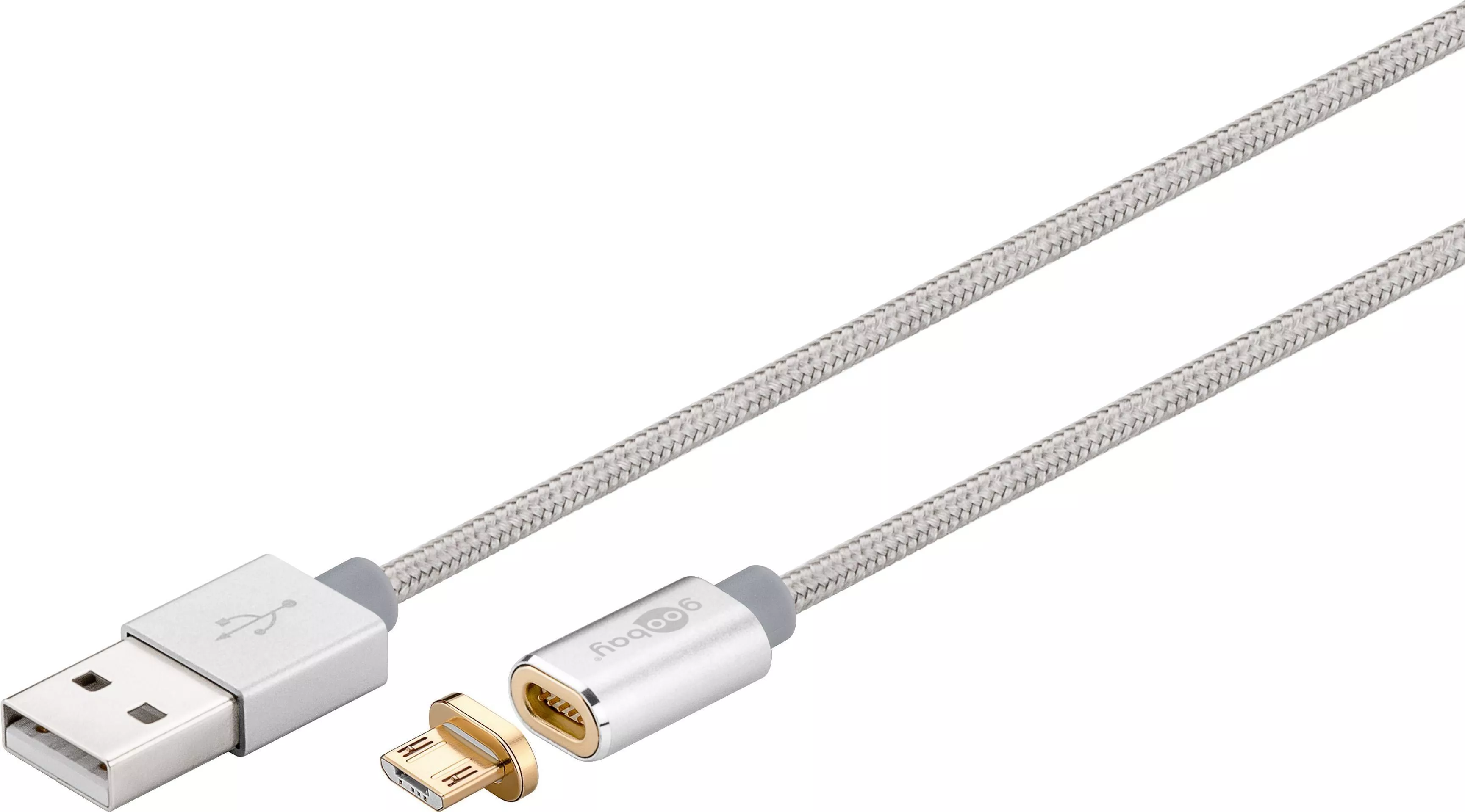 Micro USB - Cablu USB 2.0 cu mufă magnetică micro USB 1.2m argintiu Goobay – IoElectronice.ro