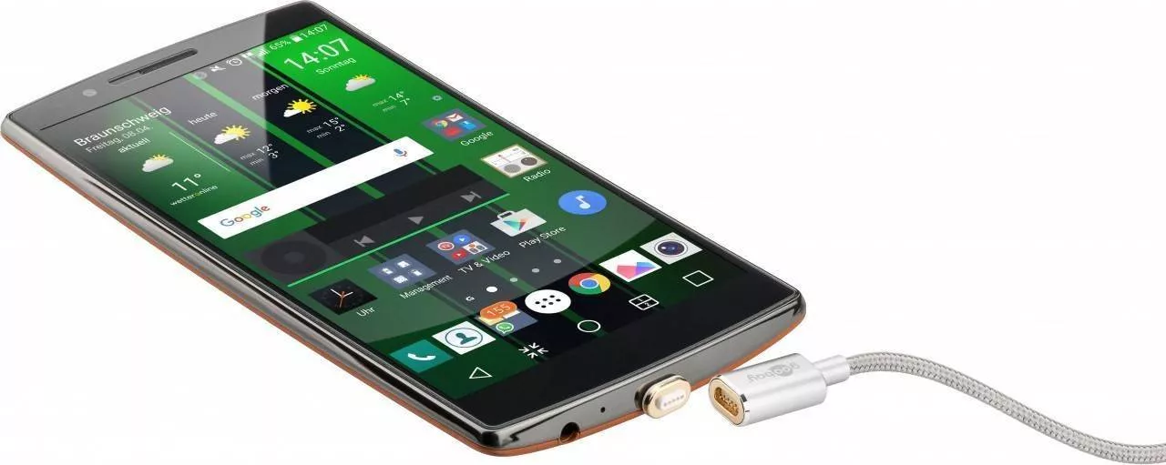 Cablu USB 2.0 micro USB magnetic 1.2m negru Goobay, compatibil cu dispozitive Android și încărcare rapidă [3]