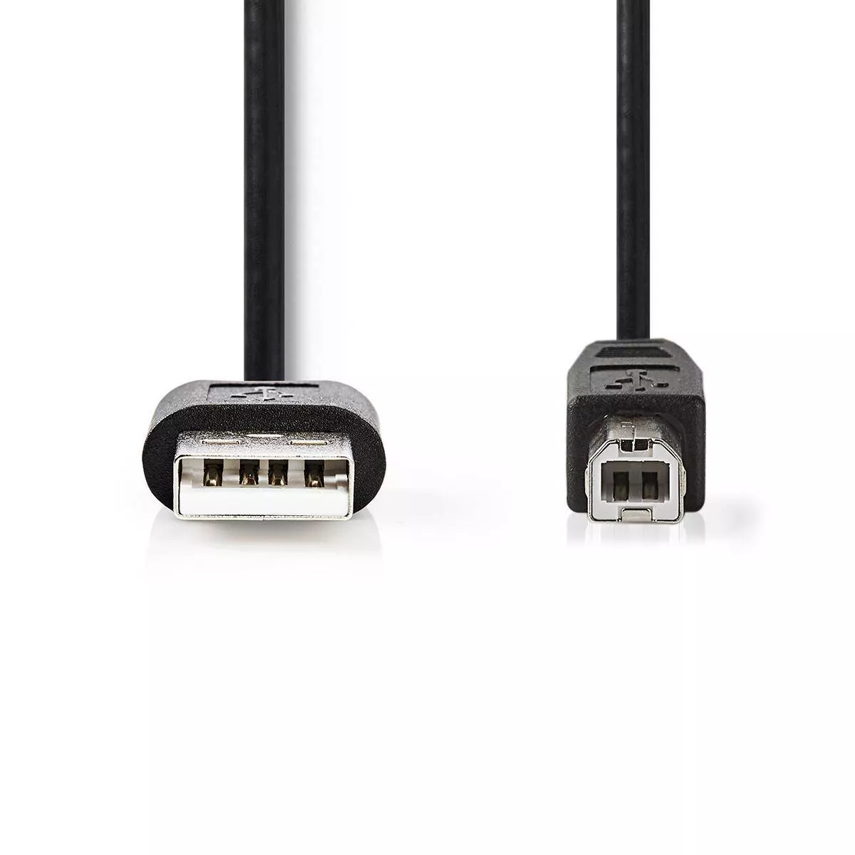 Cablu USB 2.0 A tata - B tata 2m negru Nedis, conectori rotunzi, compatibilitate universală. [1]