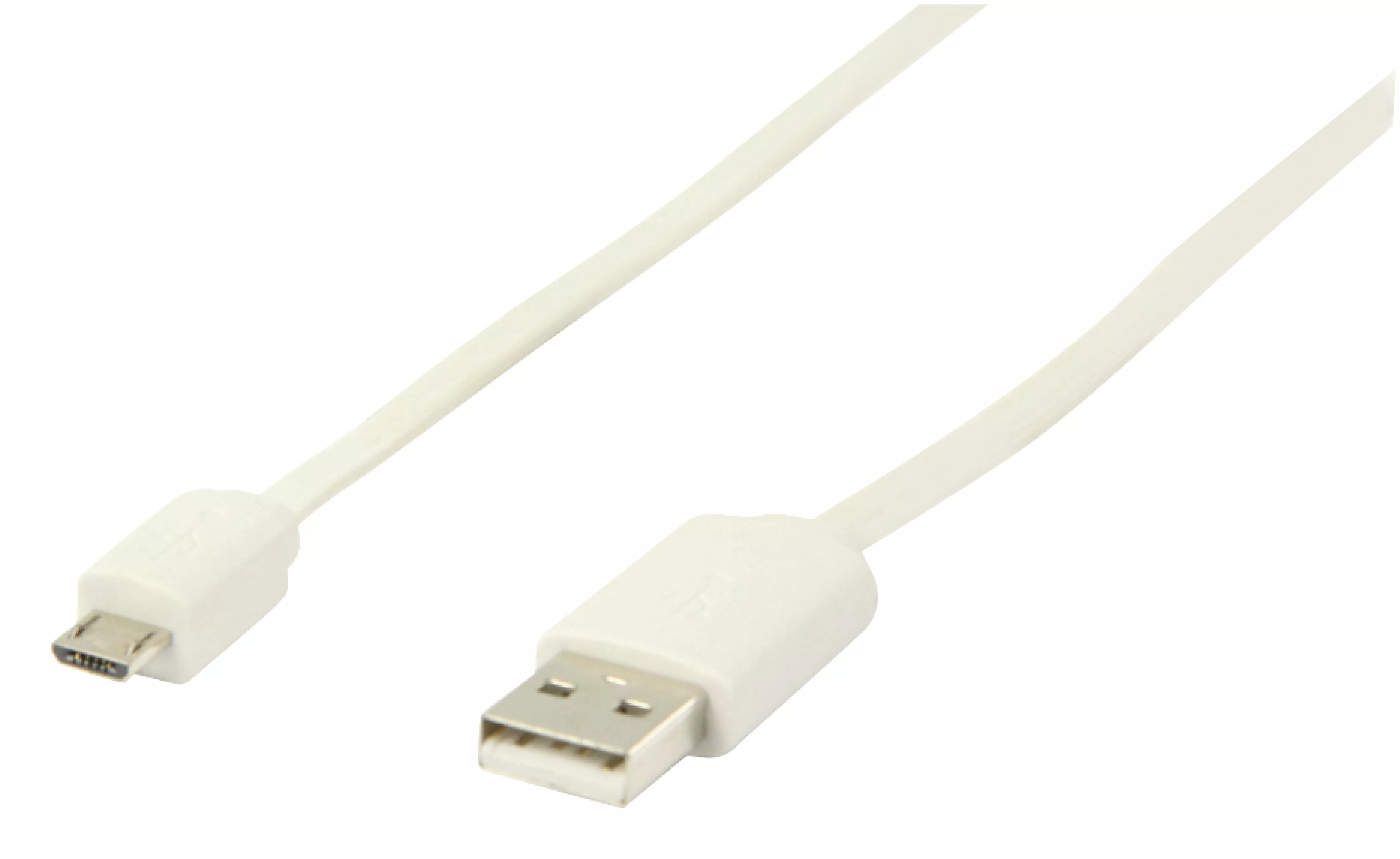 Micro USB - Cablu USB 2.0 USB A tata - micro USB B tata plat 1m alb Valueline – IoElectronice.ro