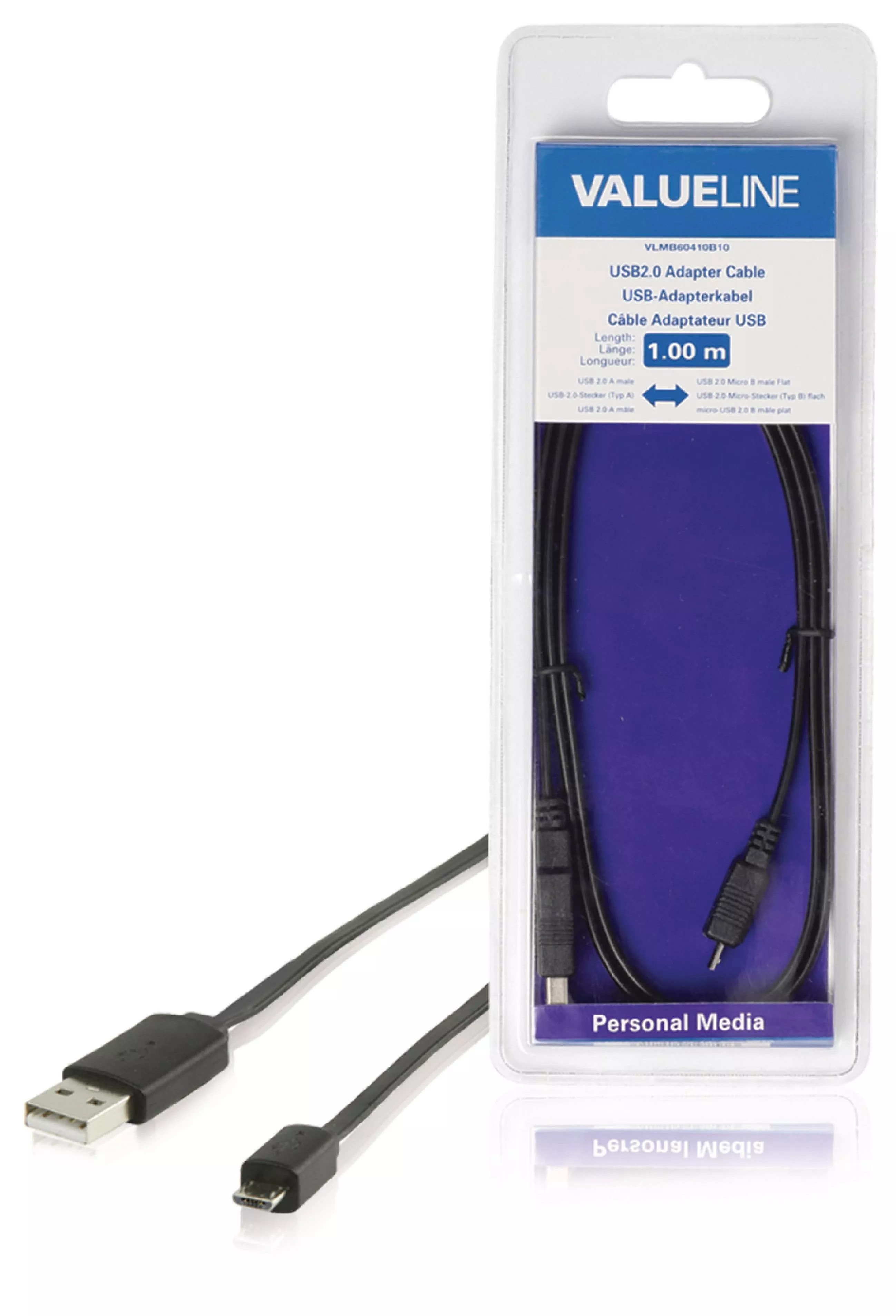 Cablu USB 2.0 A tata - micro USB B tata 1m Valueline 32AWG negru, conexiune rapidă și fiabilă. [1]