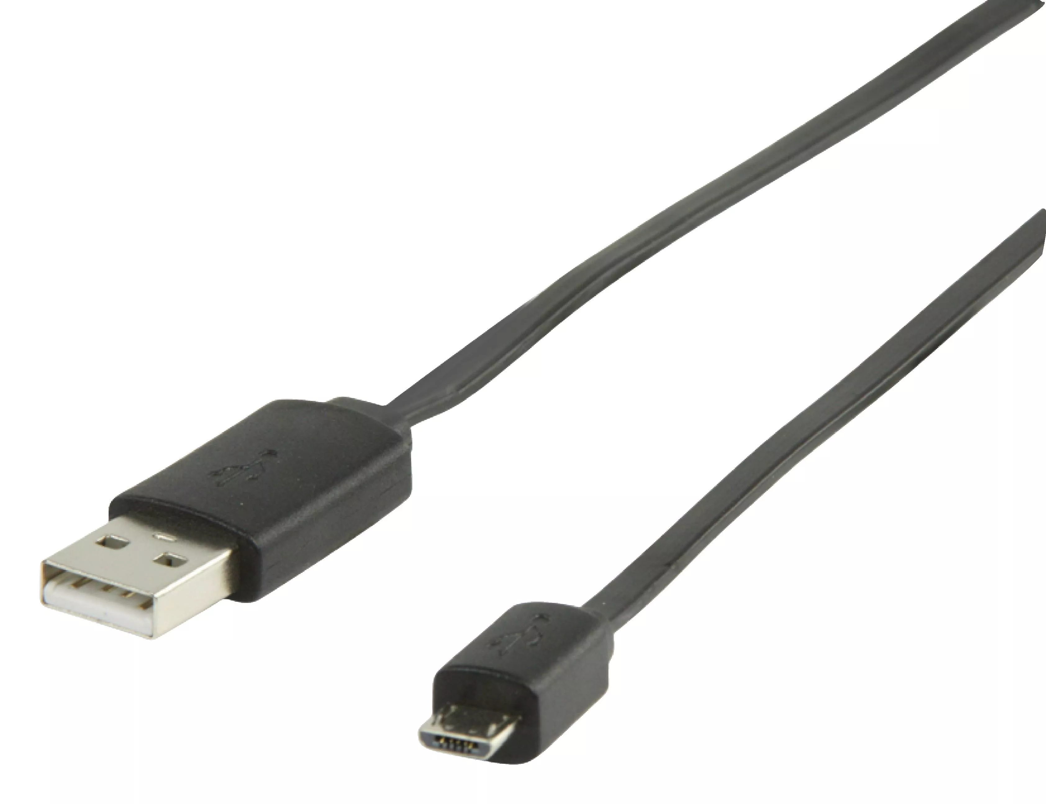 Micro USB - Cablu USB 2.0 USB A tata - micro USB B tata plat 1m negru Valueline – IoElectronice.ro