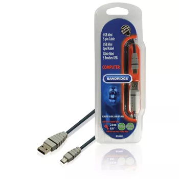 Cablu USB 2.0 A tata - Mini 5 pini 2m BANDRIDGE pentru transfer de date și încărcare dispozitive [2]