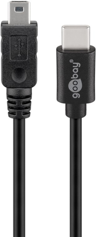 Telefoane-tablete - Cablu USB 2.0 USB type C tata la Mini USB tata 0.5m Cupru 0.48Gbit/s negru 67989 Goobay
