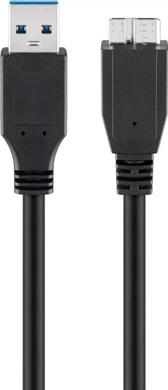 Cablu USB 3.0 micro USB 0.5m Goobay dublu ecranat, conectori USB A tata și micro USB tata [1]