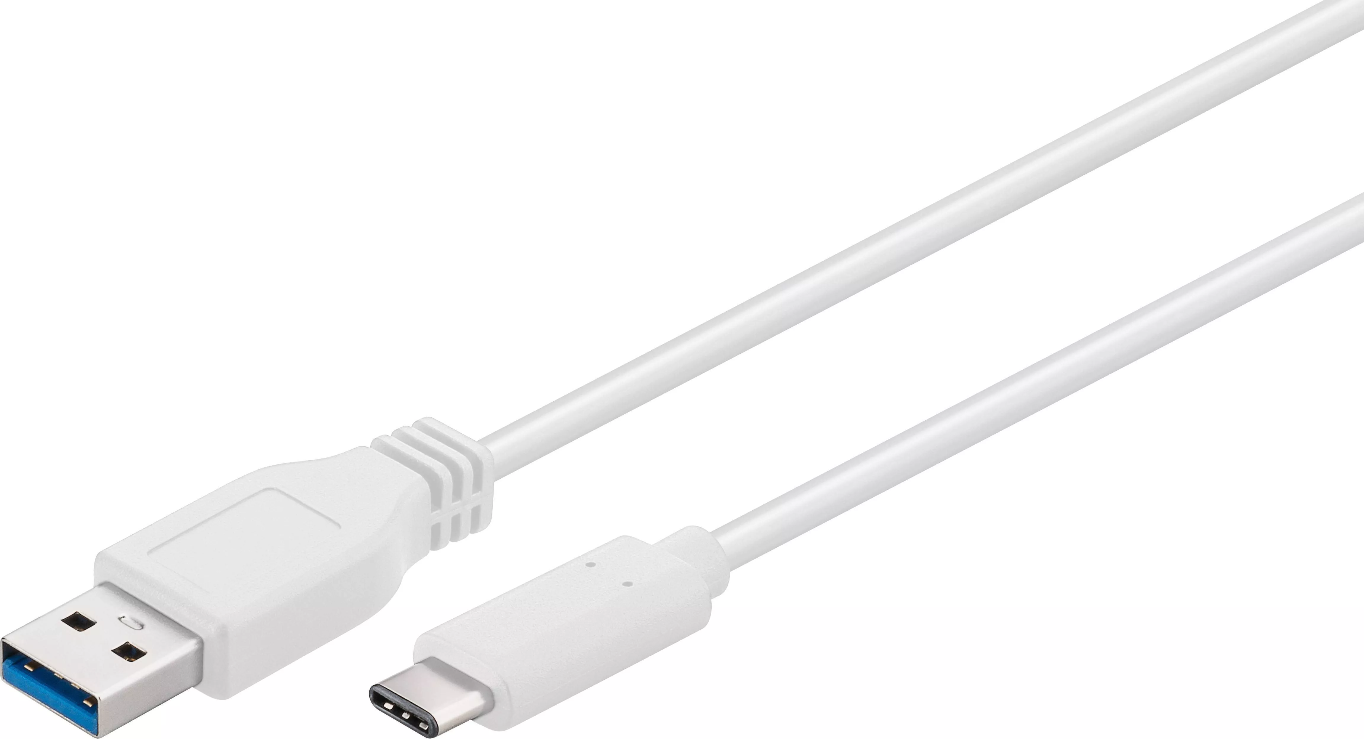 Cabluri telefon-tableta - Cablu USB 3.0 Type-C la USB A, 1m, Alb, Transfer Rapid 5 Gbps, Compatibil USB 2.0 & 1.1, Goobay