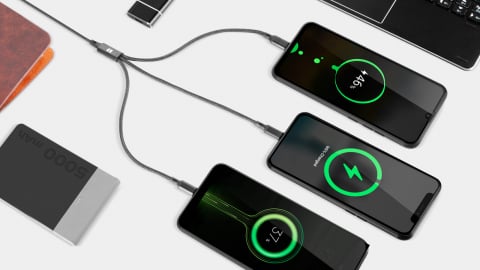 Cablu USB 3in1 1m Lightning, USB-C, Micro USB - Compatibil iPhone, Tablete și E-Book Reader, Roșu [2]