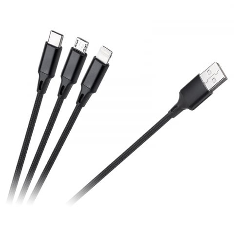 Cablu USB 3in1 1m Lightning, USB-C, Micro USB - Compatibil iPhone, Tablete și E-Book Reader, Roșu [1]