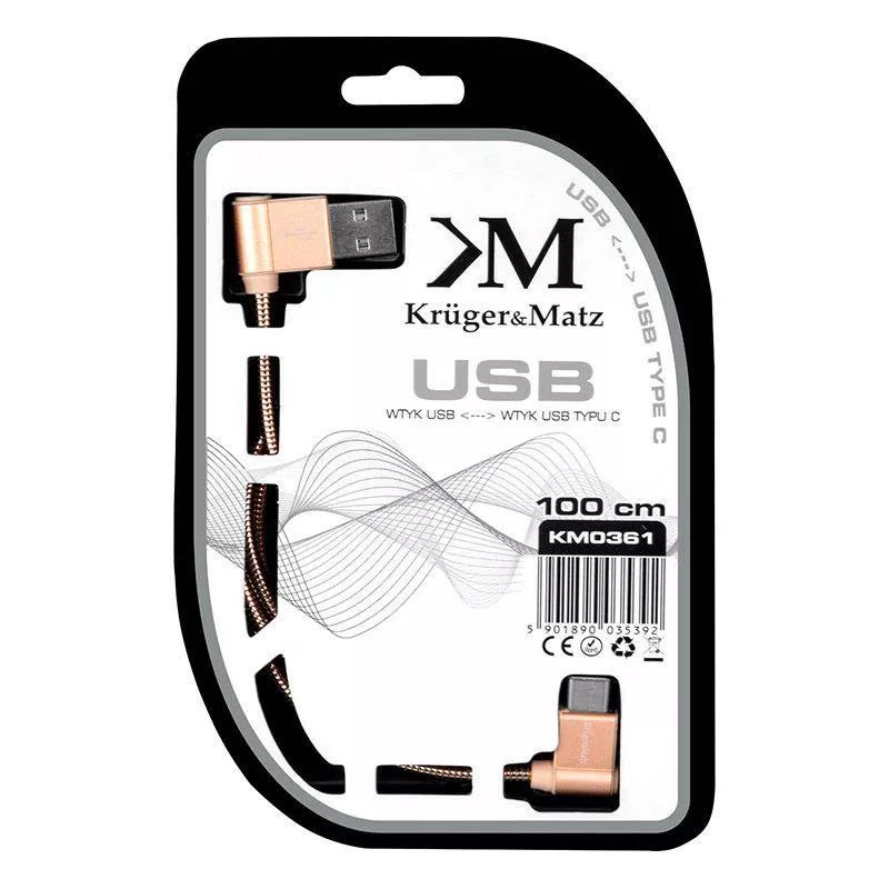 Cablu USB A - USB Type C 1m Kruger&Matz pentru încărcare și transfer date [1]