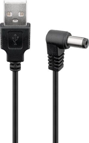 Adaptoare alimentare AC-DC - Cablu USB la DC 5.5x2.5mm 90°, 1.5m, Negru, Goobay 55156 – Conexiune sigură pentru alimentare dispozitive