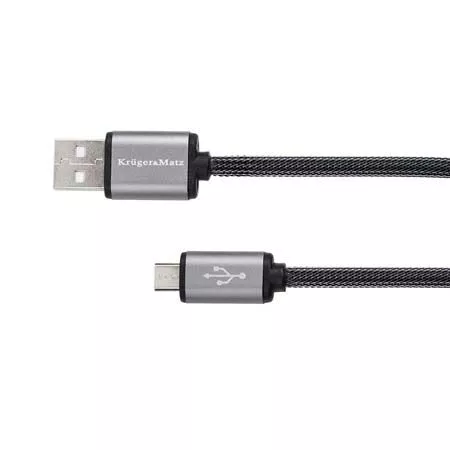 Cablu USB la micro USB 0.2m Kruger&Matz USB 2.0 dublu ecranat, conectori micro USB tata și USB A tata [1]