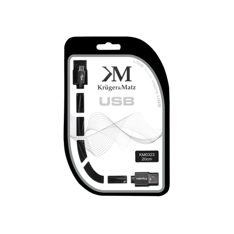 Cablu USB la micro USB 0.2m Kruger&Matz USB 2.0 dublu ecranat, conectori micro USB tata și USB A tata [2]