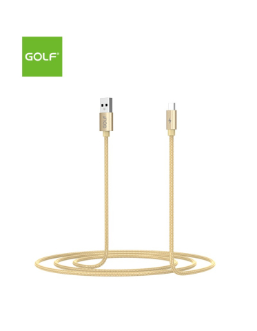 Cablu USB la micro USB 1m Golf Data Sync Quick Charge 5A auriu GC-76m, conectori USB A și micro USB, treasă textilă. [1]
