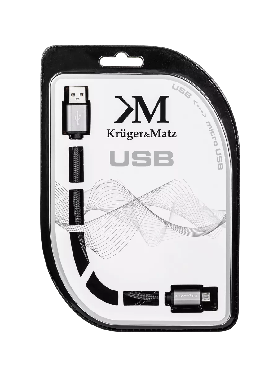 Cablu USB la micro USB 1m Kruger&Matz dublu ecranat, USB 2.0, conector micro USB tata, conector USB A tata [1]