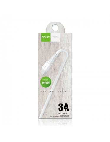 Cablu USB la micro USB Golf GC-64m 1m 3A alb, standard USB 2.0, conector micro USB tata, USB A tata [1]