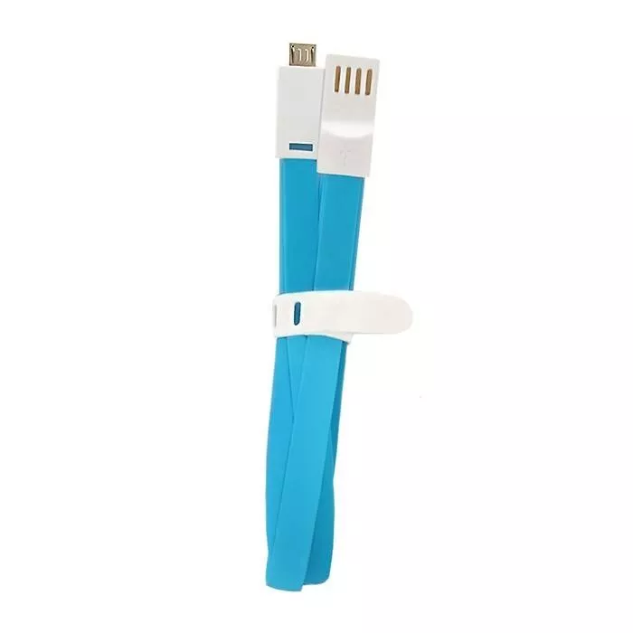 Cablu USB Micro USB 1m plat aurit albastru Qoltec, standard USB 2.0, conectori micro USB tata și USB A tata [1]
