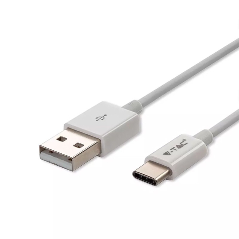 Cabluri telefon-tableta - Cablu USB Type C 1m 2.4A alb SILVER EDITION V-TAC SKU-8486 – IoElectronice.ro