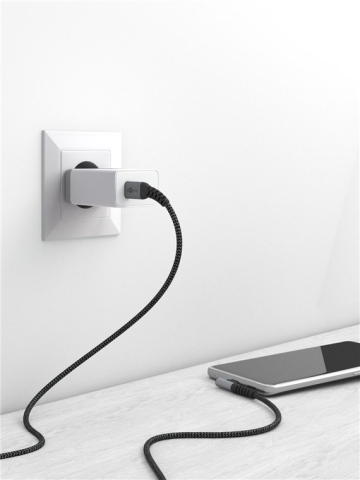 Cablu USB Type C 1m 60W 90 grade mufe metalice Goobay 64659 culoare neagră [5]
