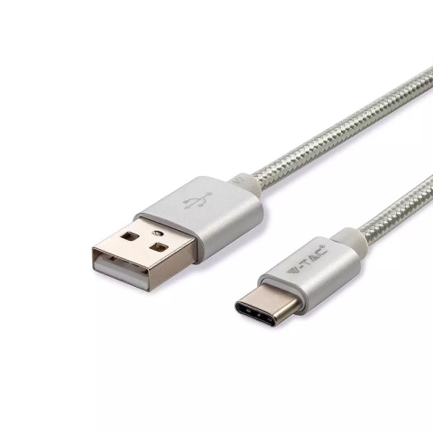 Telefoane-tablete - Cablu USB TYPE C 1m argintiu 2.4A PLATINUM EDITION V-Tac SKU-8492 – IoElectronice.ro