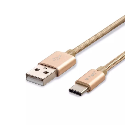 Telefoane-tablete - Cablu USB TYPE C 1m auriu 2.4A PLATINUM EDITION V-Tac SKU-8493 – IoElectronice.ro