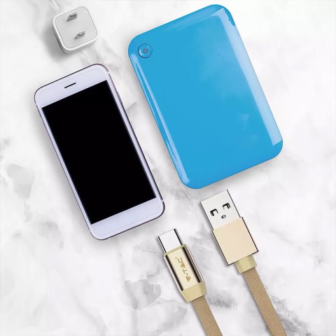 Cablu USB Type C 1m plat auriu 2.4A V-Tac SKU-8499 cu conectori USB A și USB Type C [2]