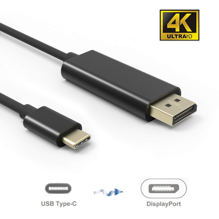 Conectica - Cablu USB Type C DisplayPort 4K 1.8m 60Hz OE, video, placat cu aur, compatibil 3D, USB 3.1