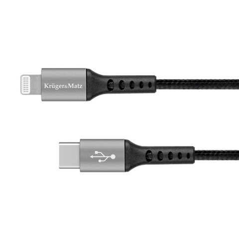 Cabluri telefon-tableta - Cablu USB type C - Lightning certificat MFI 1m 3A bumbac OFC Kruger&Matz – IoElectronice.ro