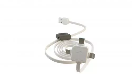 Cablu USB Type C micro USB Lightning 1.5m alb Allocacoc compatibil Samsung și Apple [1]