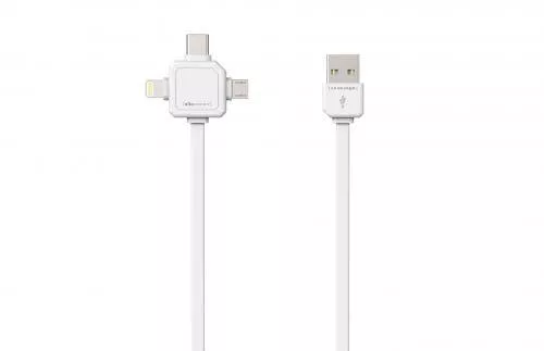 Cabluri telefon-tableta - Cablu USB Type C micro USB Lightning 1.5m alb Allocacoc – IoElectronice.ro