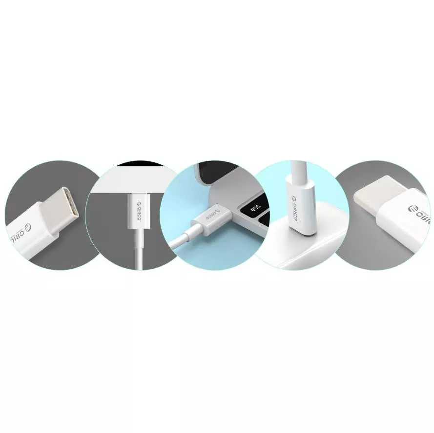 Cablu USB Type C tata-tata 1m alb Orico BCU-10 rotund [5]