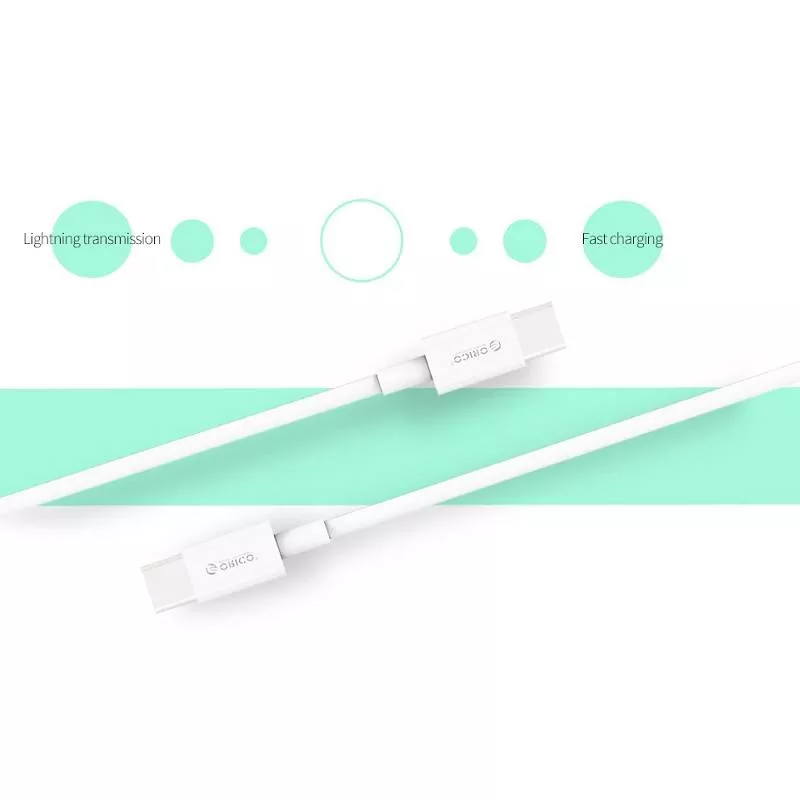 Cablu USB Type C tata-tata 1m alb Orico BCU-10 rotund [8]