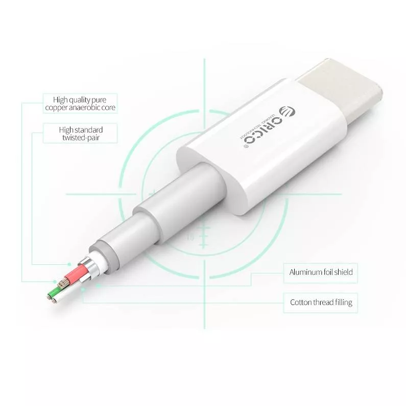 Cablu USB Type C tata-tata 1m alb Orico BCU-10 rotund [3]