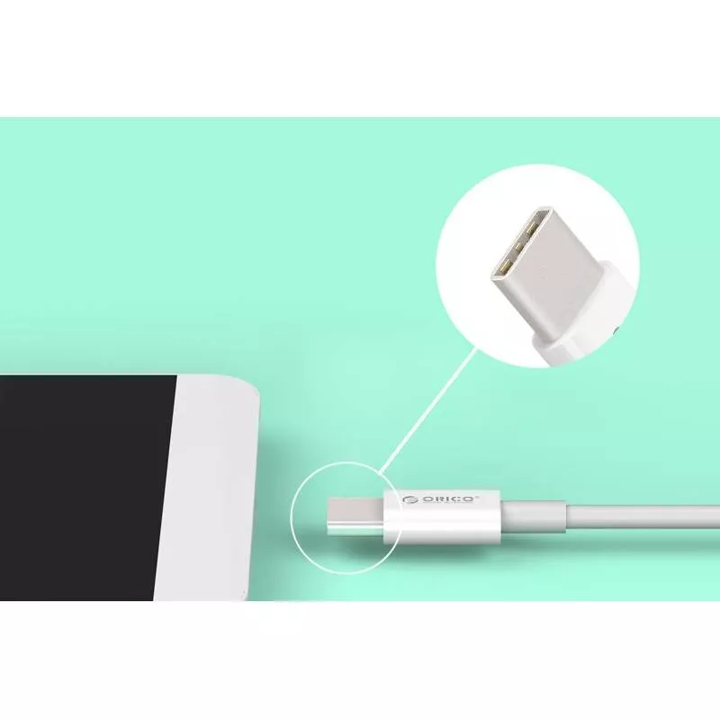 Cablu USB Type C tata-tata 1m alb Orico BCU-10 rotund [6]