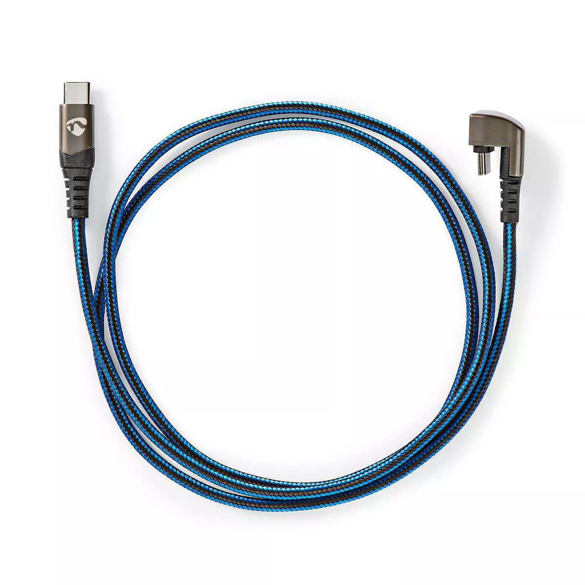 Cablu USB Type C tata 180°, 2m NEDIS, USB 2.0, rotund, albastru/negru [4]