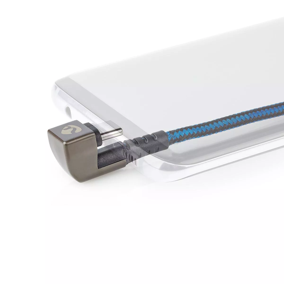 Cablu USB Type C tata 180°, 2m NEDIS, USB 2.0, rotund, albastru/negru [6]