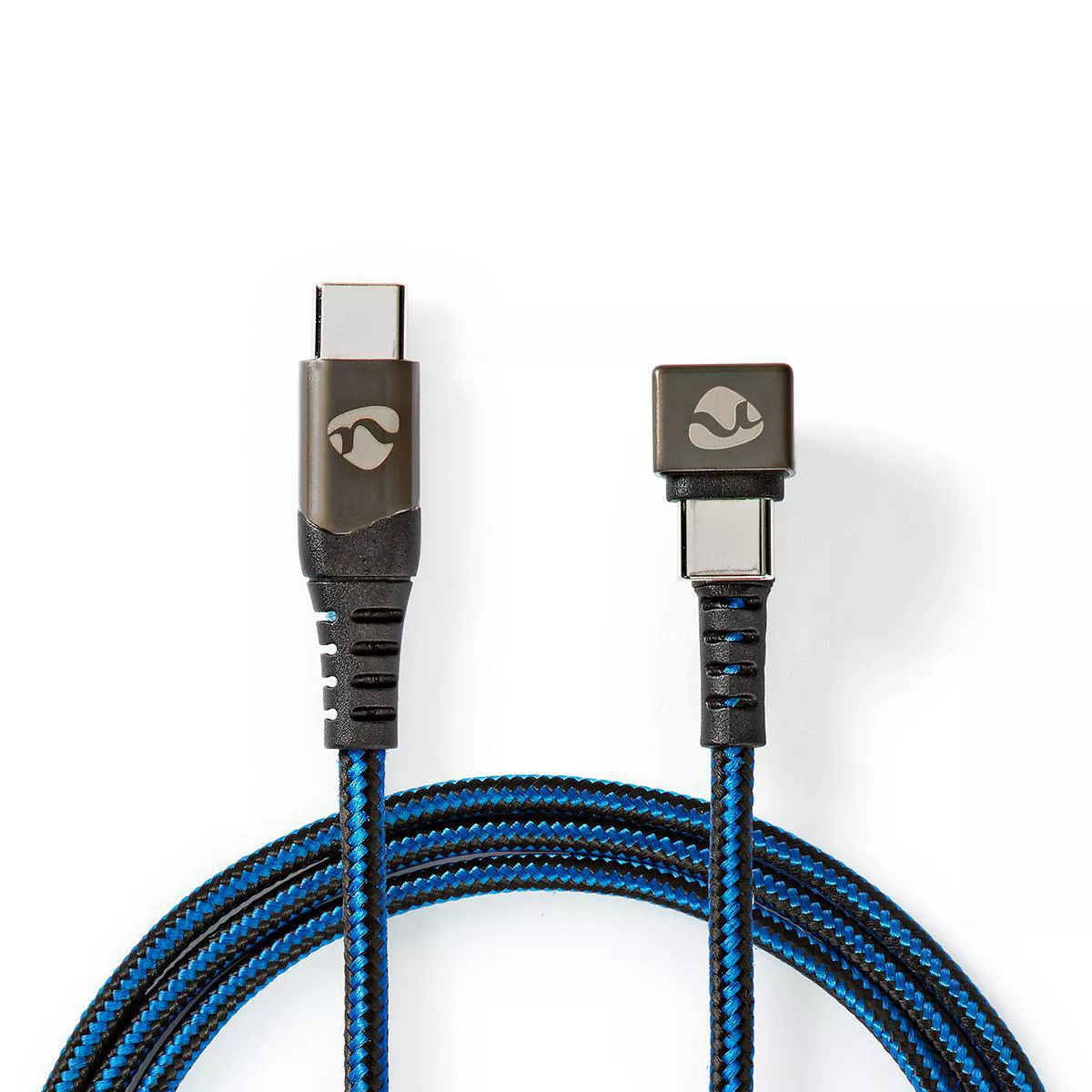 Cablu USB Type C tata 180°, 2m NEDIS, USB 2.0, rotund, albastru/negru [1]