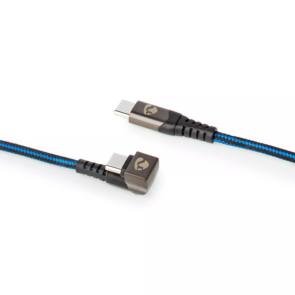 Cablu USB Type C tata 180°, 2m NEDIS, USB 2.0, rotund, albastru/negru [8]
