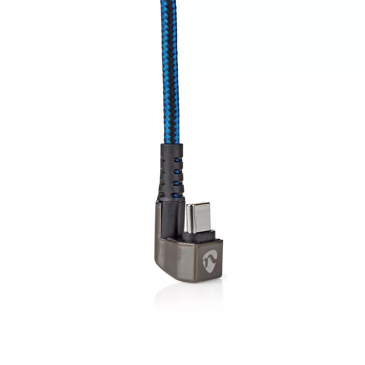 Cablu USB Type C tata 180°, 2m NEDIS, USB 2.0, rotund, albastru/negru [7]