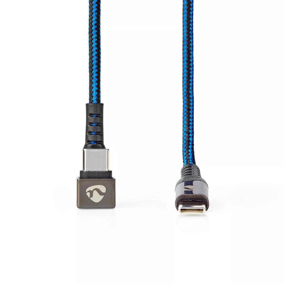 Cablu USB Type C tata 180°, 2m NEDIS, USB 2.0, rotund, albastru/negru [2]