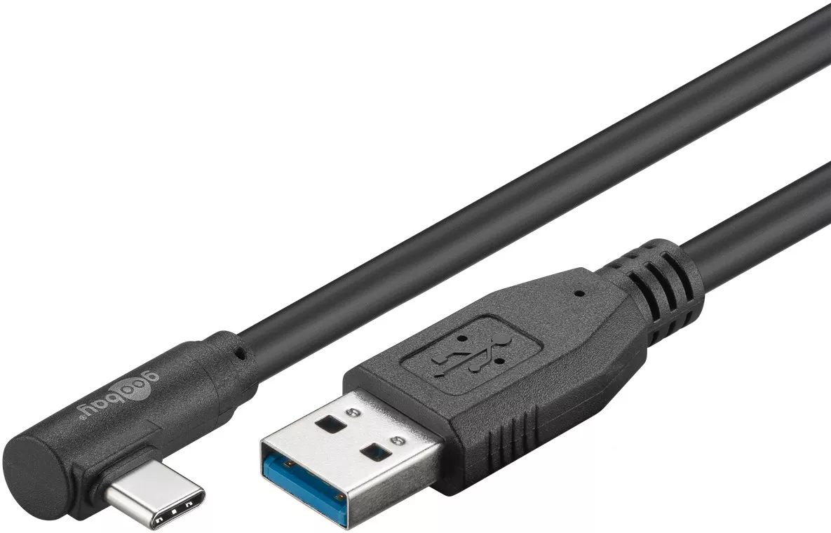 Telefoane-tablete - Cablu USB Type C unghi 90 grade la USB A 3.0 2m Goobay negru
